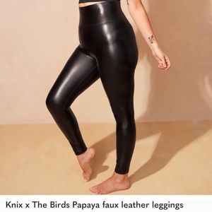 Knix x The Birds Papaya faux leather leggings